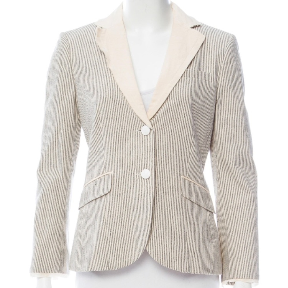 Rag and Bone cotton stripe lapel blue white blazer